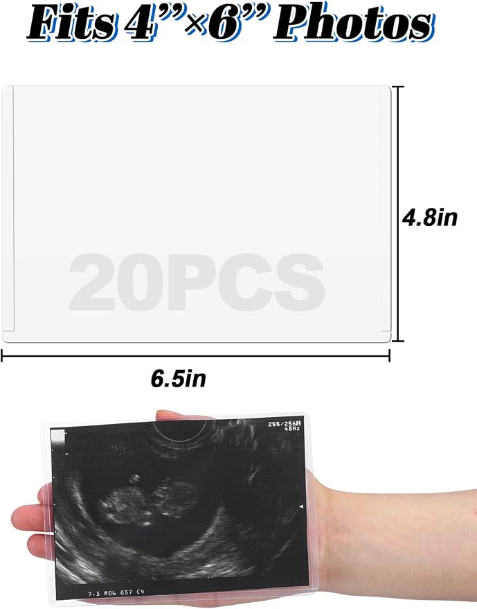 Easy-Slide Photocard Sleeves Photo Protector for 4x6in Ultrasound Pictures | Keep Baby Sonogram Picture/Special Memories Safe, Pregnancy Journal Must Haves, Pregnancy Gifts for Expecting Mom, 20 Pack - Image 5