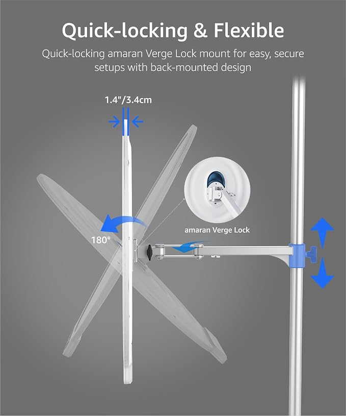 amaran Verge Max LED Video Light,60W Bi-Color Panel Light White | 22in Circular Edge-lit Panel Light,APP Control Desk Clamp Stand Dimmable Desk Light Home Office Gaming Podcast Live Streaming - Image 6