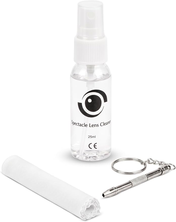 Complete Eyeglass Lens Cleaner Set | Cleans Any Lens or Screen | Repair Tool Fixes Eyeglasses, Sunglasses, and Watches | Includes Cleaning Solution, Repair Tool, and Premium Microfiber Towelette by SportsWorldVision