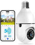 WESECUU Light Bulb Security Camera -5G& 2.4GHz WiFi 2K Security Cameras Wireless Outdoor Motion Detection and Alarm,Two-Way Talk,Color Night Vision,Human Detection, Bulb Camera Compatible with Alexa by WESECUU