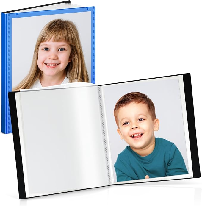 Cranbury Portfolio Binder 8x10, 48 Photos, Clear Sleeves, Blue | 24 Pages Hold 48 Photos, Clear Plastic Sleeves, Customizable Front Pocket, Poly Presentation Book by CRANBURY