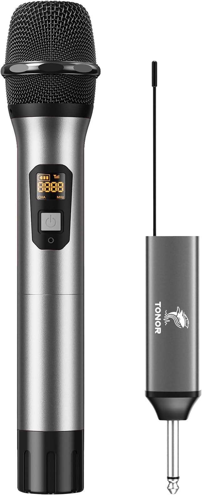 TONOR Wireless Microphone, 15 Channel UHF Metal Cordless Handheld Mic System with Rechargeable Receiver, for Karaoke, Singing, Party, Wedding, DJ, Speech, 200ft, TW620 Silver, 1Mic by TONOR