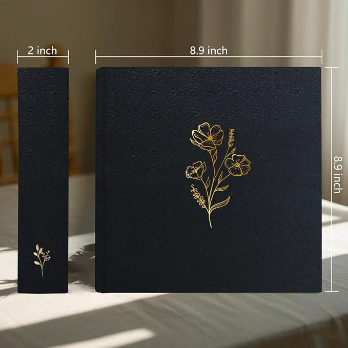 Holoary Photo Album 4x6 200 Photos, 200 Pockets 4”x6” Picture Album, Linen Fabric Cover Big Picture Book for Photos with Writing Area, 4x6 Photo Albums for Family Weddings Travel Memories(Black) - Image 2