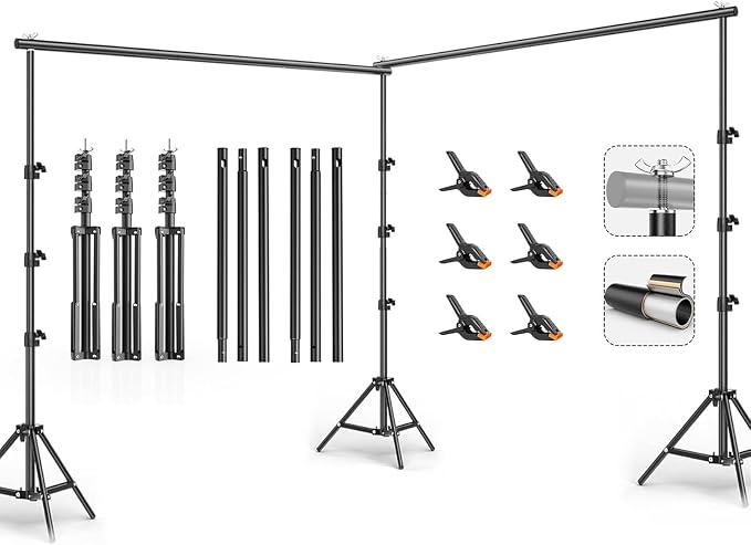 10x20FT Backdrop Support Stand for Photography，Adjustable Width & Length Backdrop Stand Background Support System Kit for Photo Video Studio Shooting, Party, Outdoor, Wedding by BEIYANG