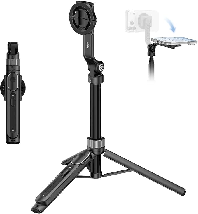 ULANZI TT86 Magnetic Tripod for iPhone 17, 35" Extendable Selfie Stick w Remote, 2-in-1 Phone Clip&Dual Cold Shoe Mounts-Lightweight Overhead Phone Tripod Stand for Vlogging, Travel, Video Recording by ulanzi