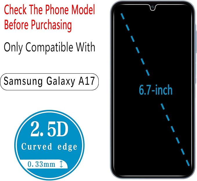 2+2 Pack Privacy Screen Protector for Samsung Galaxy A17 5G | Anti Spy Tempered Glass, with Camera Lens Protector, Anti Scratch, Bubble Free - Image 2