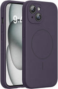 miracase Magnetic for iPhone 15 Case, [Soft Anti-Scratch Microfiber Lining], Compatible with MagSafe, Liquid Silicone Case Shockproof Drop Protection Phone Case for 15, Dark Purple by Miracase