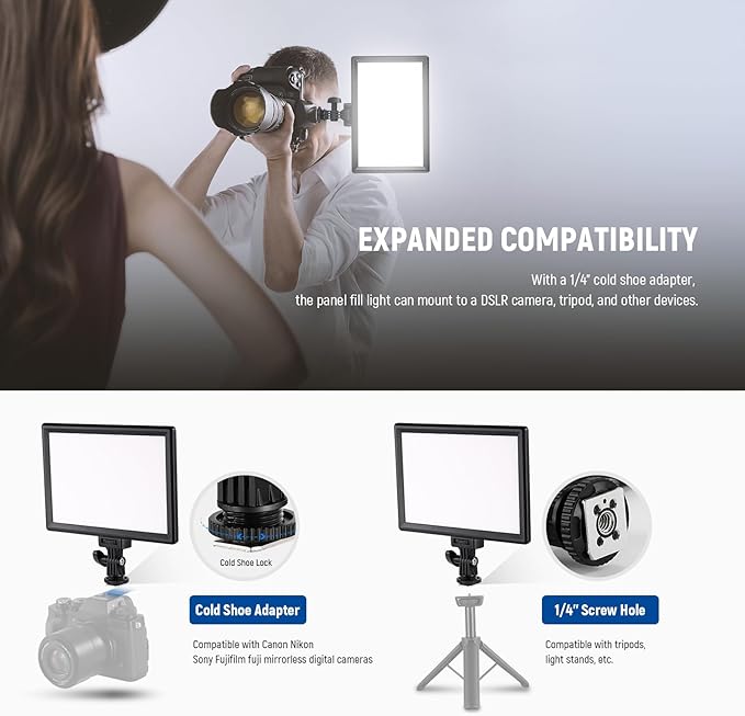 NEEWER 9" LED Video Light Panel, Dimmable DSLR Camera Soft Lighting | 4000mAh Rechargeable Battery, USB C Ports, 3200K-5600K CRI95+ 600Lux for Photography Video Recording Live Streaming, NL-116AI - Image 5