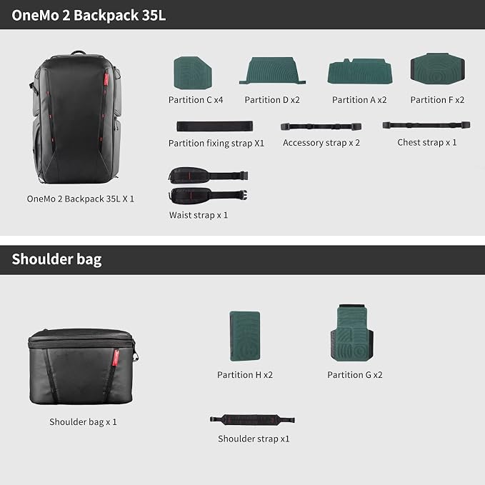 PGYTECH OneMo 2 35L-45L Camera Backpack with Shoulder Bag for 17" Laptop | Waterproof DSLR Camera Pack for Canon/Nikon/Sony, Extra Large Photography Bag, Drone Backpack for DJI Mini 3 Pro/Mavic 3/ FPV - Image 6