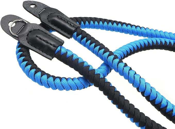 Paracord Woven Camera Neck Shoulder Strap Belt Hand Compatible with Canon Nikon Sony Olympus Pentax Fujifilm Panasonic SLR DSLR Digital Mirrorless Cameras 42 inch Black Blue - Image 3