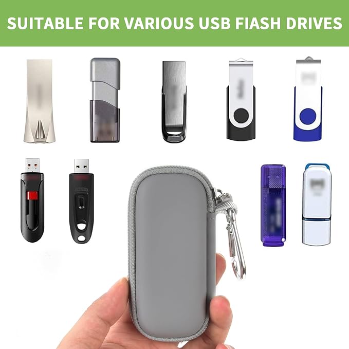 USB Flash Drive Case, SD Card/Thumb Drive/Memory Cards Holder, Bag Only | SDXC/SDHC Storage, Electronic Accessories Organizer for SanDisk / for Samsung, for Students/IT/Office/School/Travel, Grey - Image 2