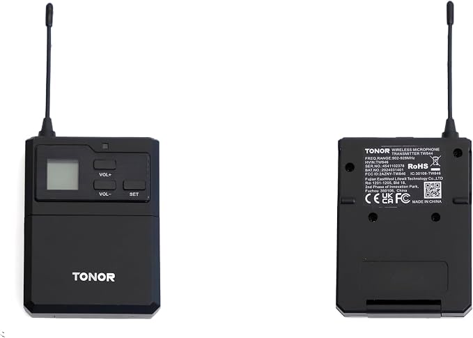 TONOR UHF Wireless Microphones System with Headset/Lavalier Lapel Mics, Bodypack Transmitter, Receiver, 4 * 10 Channels, 90 m/295ft Range for Live Singing Karaoke Church Party DJ, 4 Bodypack Mics - Image 8