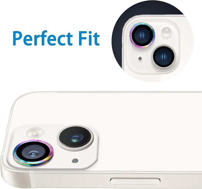 for iPhone 13 Mini/iPhone 13 Camera Lens Protector, Anti-Scratch 9H Tempered Glass Metal Camera Screen Protector Shockproof Cover Film Ring -2 Pcs Colorful - Image 4