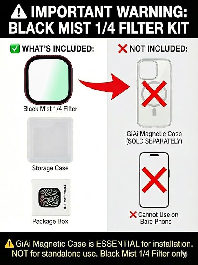 Magnetic Black Mist 1/4 Filter for iPhone 17 Pro/Pro Max, Cinematic Diffusion Phone Filter for Portrait & Video Shooting, Soft Glow Mist Effect(Requires GiAi Magnetic Case - Sold Separately) - Image 2