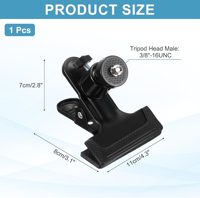 PATIKIL 2Pack Tripod Camera Clip Clamp, 3/8" Female Flash Holder Mount with 360 Swivel Ball Head for Smartphone DSLR Video Camera Studio Backdrop, Black - Image 2
