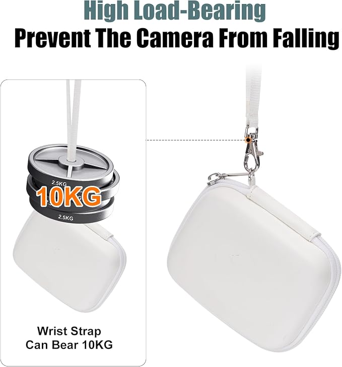 Cwatcun Digital Camera Case, Compact Protective Pouch for Kodak/Canon/Sony | Fits cameras up to 4.9"x3.5"x2.2". 900Dscratch-resistant, water-repellent, 3-layer shockproof sponge, detachable wristband. - Image 3
