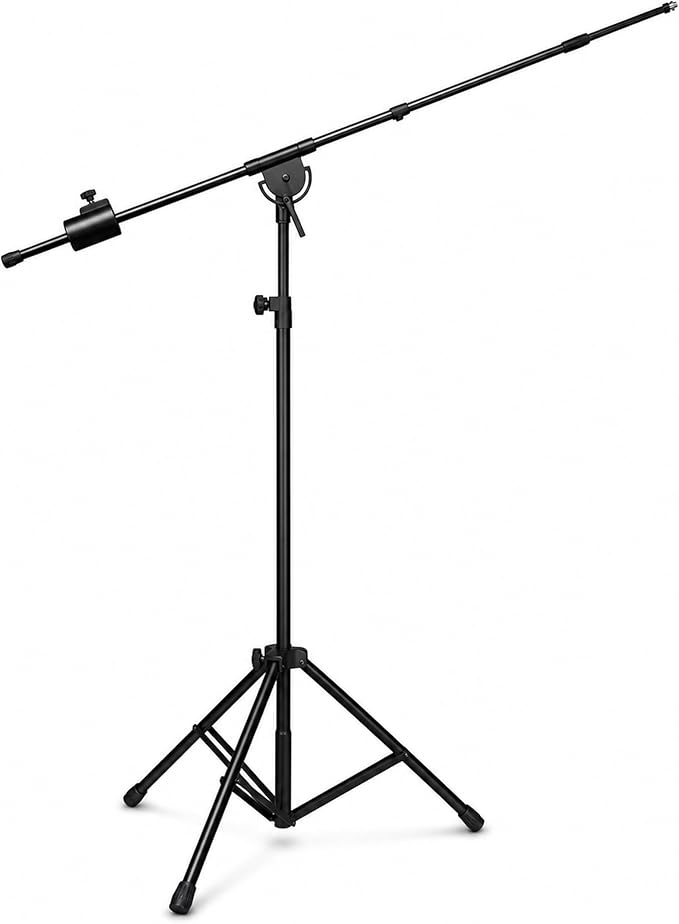 LyxPro SMT-1 Professional Microphone Stand Heavy Duty 93” Studio Overhead Boom Stand 76” Extra Long Telescoping Arm Mount, Foldable Tripod Legs & Adjustable Counterweight | OVERHEAD STUDIO BOOM STAND: Tall 93 inch mic stand with 76 inch boom for drums,... by LyxPro