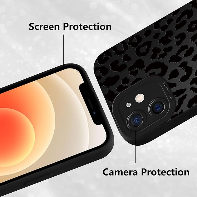 Cute Black Cheetah Print Phone Case for iPhone 12 6.1" | Aesthetic Leopard Pattern Design Cover Full Camera Lens Protective Shockproof Soft Slim TPU Funda for Men Women Girls - Image 5
