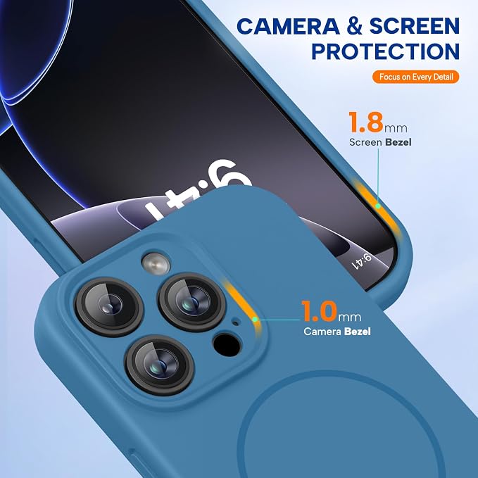 miracase Magnetic for iPhone 16 Pro Max Case, [Soft Anti-Scratch Microfiber Lining], Compatible with MagSafe, Liquid Silicone Case Shockproof Drop Protection Phone Case for 16 ProMax,Capri Blue | Compatible with MagSafe, Soft Microfiber Lining, Premium... - Image 6