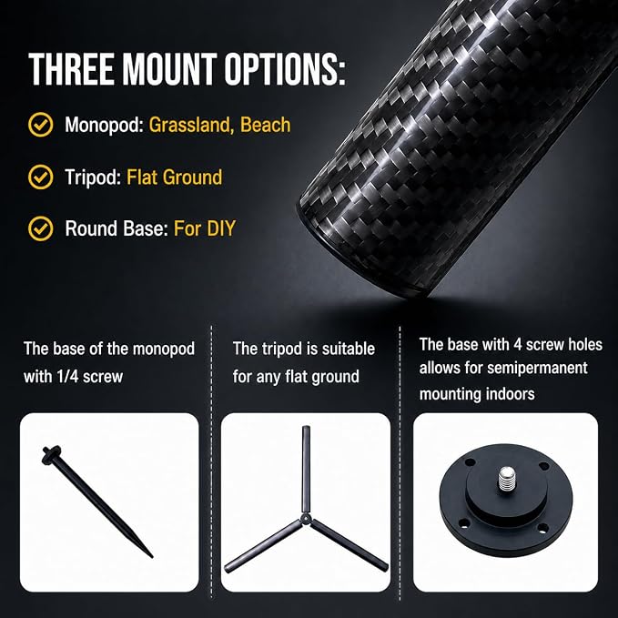 Carbon Fiber Tripod and Monopod Golf Swing Recorder - Ultra Lightweight with MagSafe Magnetic Holder - Adjustable 32-55" Height - Training Aid for iPhone Android (Add Tripod) - Image 6