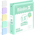 BinderX 3 Ring Binder 1.5 Inch, 1.5" Clear View Binder, Light Green, Letter | Extra Durable, PVC-Free, Customizable, Interior Pockets, 325-Sheet Capacity, Eco-Friendly, Reinforced Hinge, School, Office by Sooez
