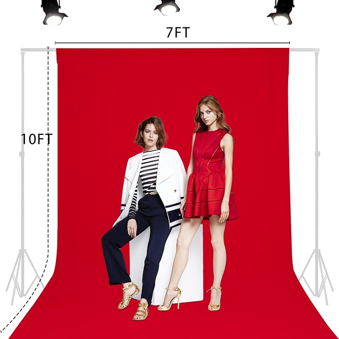 TRLYC Red Photography Backdrops 7x10 FT Seamless Background for Studio | Red Backdrop for Photoshoot Video Backgrounds Screen Party Wrinkle-free Polyester Non-Glare Rod Pocket Easy Setup - Image 4