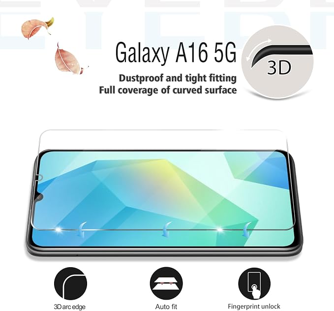 Screen Protector for Samsung Galaxy A16, [2+2 Pack] Tempered Glass for Galaxy A16 5G & Camera Lens Protectors[Ultrasonic Fingerprint Unlock] [Case Friendly] [Bubble-Free] - Image 3