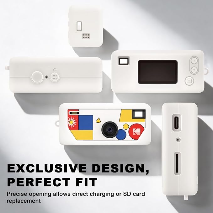 Silicone Case for Kodak CHARMERA Millennium Keychain Mini Digicam Blind Box | Soft Keychain Camera Sleeve, Precise Cutouts, Case-On Charging & SD Card Access, For Collectors & Daily Carry, White - Image 3