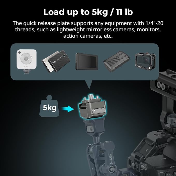SmallRig HawkLock H21 QR Mount Plate Dual-Directio NATO Rail | Anti-Deflection 1/4"-20 Screw, holds up to 11lb for cameras, monitors, action cameras - Image 8