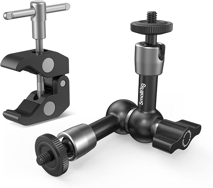 SMALLRIG Super Clamp w/ 1/4" and 3/8" Thread and 5.8 Inches Adjustable Friction Power Articulating Magic Arm with 1/4" Thread Screw for LCD Monitor/LED Lights - KBUM2730 by SmallRig