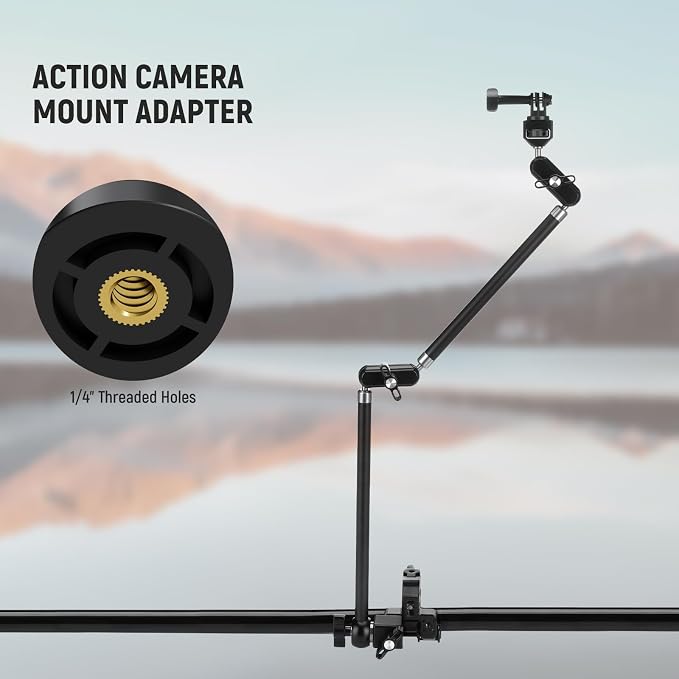 NEEWER 30" Articulating Magic Arm with Desk Super Clamp/Action Cam Mount/Phone Holder, Overhead Camera Mic Boom Stand, Compatible with GoPro iPhone DSLR Webcam Microphone Video Recording, UA056 - Image 8