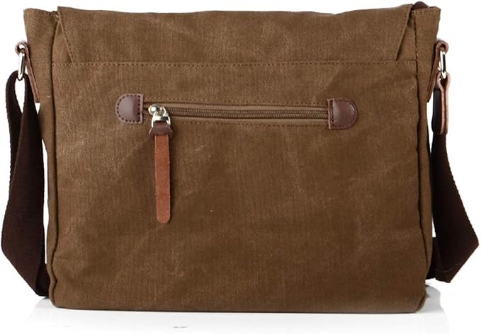 Compatible with/Replacement Vintage Waterproof Canvas Leather Trim DSLR SLR Shockproof Camera Shoulder Messenger Bag (Coffe) - Image 2