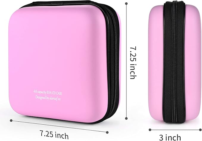 alavisxf xx CD Case, 48 Capacity Protective Zipper Disc Wallet for Car | EVA Shock-resistant, Lightweight Portable, DVD Blu-ray Storage Organizer, Scratch-Resistant Sleeves, for Home Office Travel - Image 4