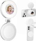 EMART Magnetic Selfie Light, Mini Phone Fill Light Compatible with Magsafe, Foldable LED Ring Light with Mirror, Dimmable Phone Light for Selfies/Video Calls/Makeup/Photography by EMART
