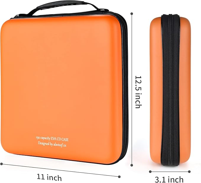 alavisxf xx CD Case, 192 Capacity Protective Zipper Disc Wallet for Car | EVA Shock-resistant, Double Zipper Closure, Portable Handle, DVD Storage Organizer, Anti-Slip Sleeves, for Home Office Travel - Image 4