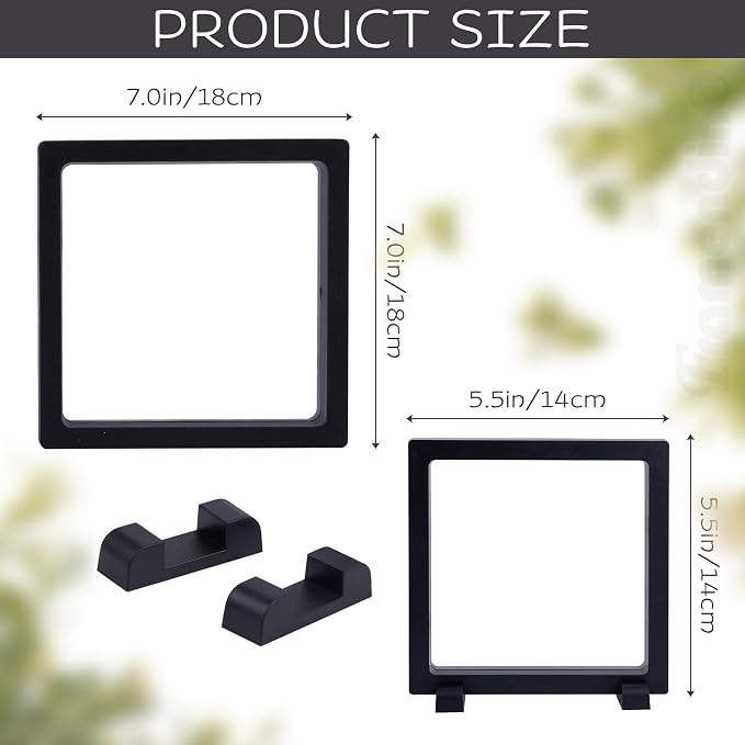 Framendino, 8 Pack Black 3D Floating Frame Display Case Challenge Coin Holder Stands Jewelry Storage Box for AA Medallion Shells (5.5" & 7") - Image 2