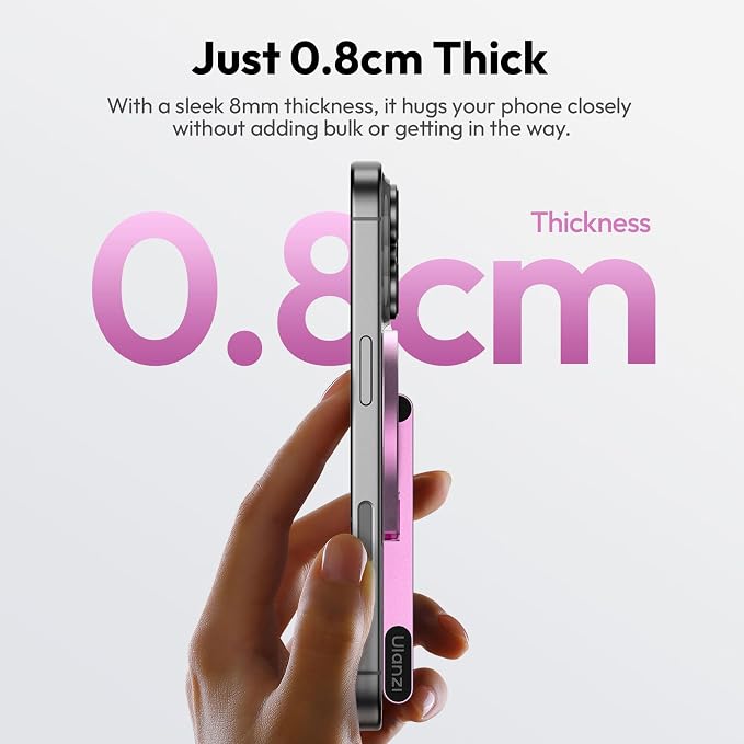 ULANZI MA60 Phone Tripod for Magsafe, Aluminium Mini Phone Stand Pink | Pocket Size Cell Phone Stand, Foldable Selfie Stick for iPhone, Strong Magnet Quick Mount for iPhone 16 15 14 13 12 - Image 2