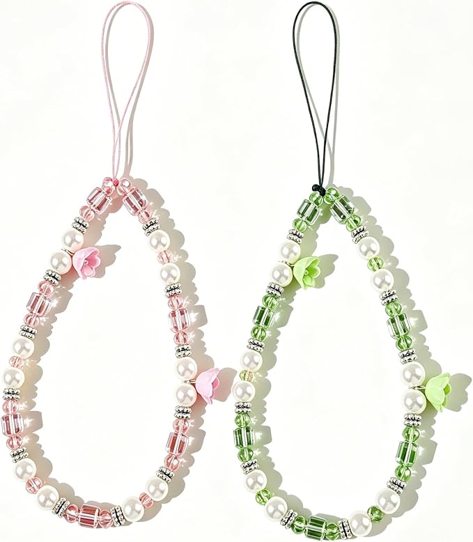 Phone Charm Beaded Camera Wrist Strap Cute Chain Lanyard Wristlet | Camera Wristlet Crystal Pearl Camera Charm Strap Girly Phone Charms Strap Bag Purse Charms for Women by Unknown