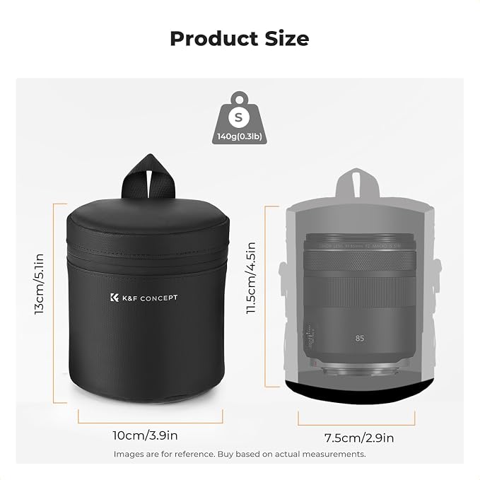 K&F CONCEPT Camera Lens Case, 3-Way Carry Pouch for Lens with Air Blower | For Lens Below 2.9" x 4.5" (D x H), 10mm Padding, Shockproof, Waterproof Zipper Lens Bag for DSLR SLR Cameras - Image 4