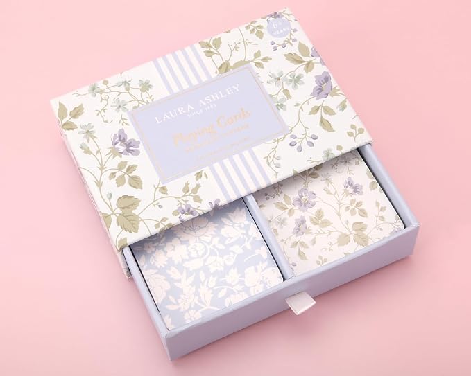 Laura Ashley Heirloom Cottage Playing Cards – Set of 2 Standard Card Decks in Elegant Storage Box – Vintage-Inspired Floral Poker & Bridge Cards – Gift for Women & Card Enthusiasts | Pretty & Vintage Floral Designs, Decorative Storage Box with Ribbon P... - Image 5