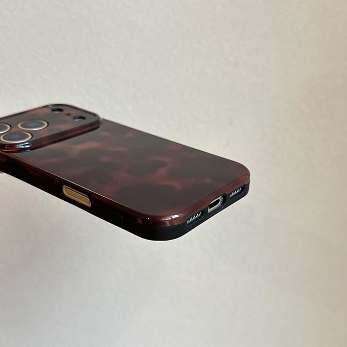Aesthetic Tortoise Shell Phone Case for iPhone 17 Pro 6.3in,Retro Cool Girl Leopard Print Brown Amber Trendy Full Camera Protective Cover for iPhone 17pro 6.3" - Image 9