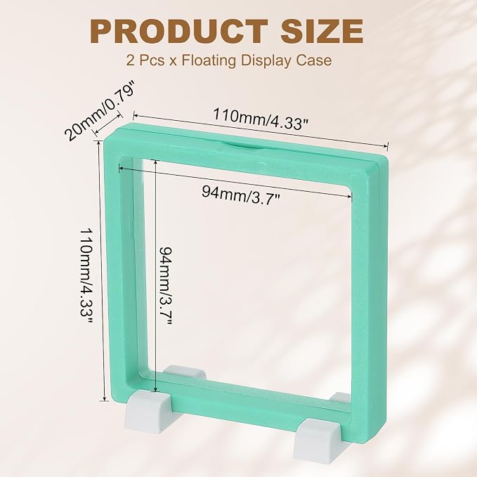 PATIKIL 2Pcs Floating Display Case, 4.3 Inch Jewelry Display Case Stand Challenge Coin Holder Frames Transparent Small Storage Box 3D for Necklace Bracelets Pendants, Sky Blue/White - Image 2