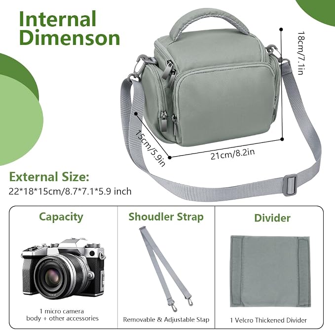 Ainiv DSLR Camera Bag, Large Waterproof Anti-Shock SLR Camera Case, Grey | Adjustable Shoulder Strap Camera Backpack, Portable Crossbody Single Shoulder Backpacks Compatible with Canon, Sony, Nikon - Image 2