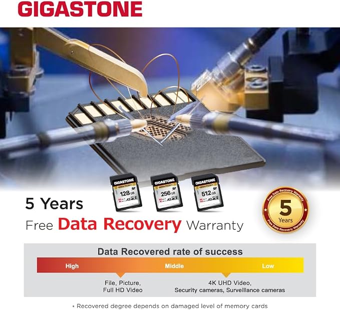 【5-Years Data Recovery】GIGASTONE 128GB SD Card 2-Pack 4K Camera Pro MAX, UHS-I A2 4K SDXC Memory Card High Speed 4K UHD Video Speed up to 160MB/s Compatible with Kodak Digital Camera with 2 Mini cases - Image 7