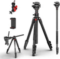 72" Overhead Camera Tripod with Fluid Head,Horizontal Tripod for Top-Down Product & Food Photography,Detachable Monopod&Invertible Center Column,Aluminum Tripod for DSLR Camcorder Spotting Scope by COMAN