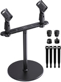 Stereo Array Spacing Mic Stand, Weighted Base & Adjustable Bar for XY/ORTF | Adjustable Positioning Bar with Ruled Markings, Stable Tabletop Mic Stand, Dual Mic Mount Holder for XY/ORTF Studio Recording by EtourAudio