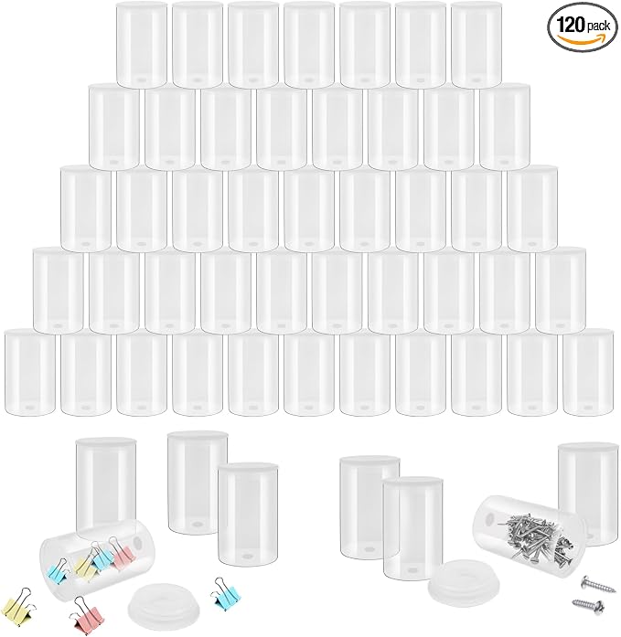 120 Pcs film canisters with caps, Canister Holder, 33 mm Empty Camera Reel Containers Storage Containers Case with Lids for Small Accessories Fish Hook Film Beads (Clear) by BUWUSMU