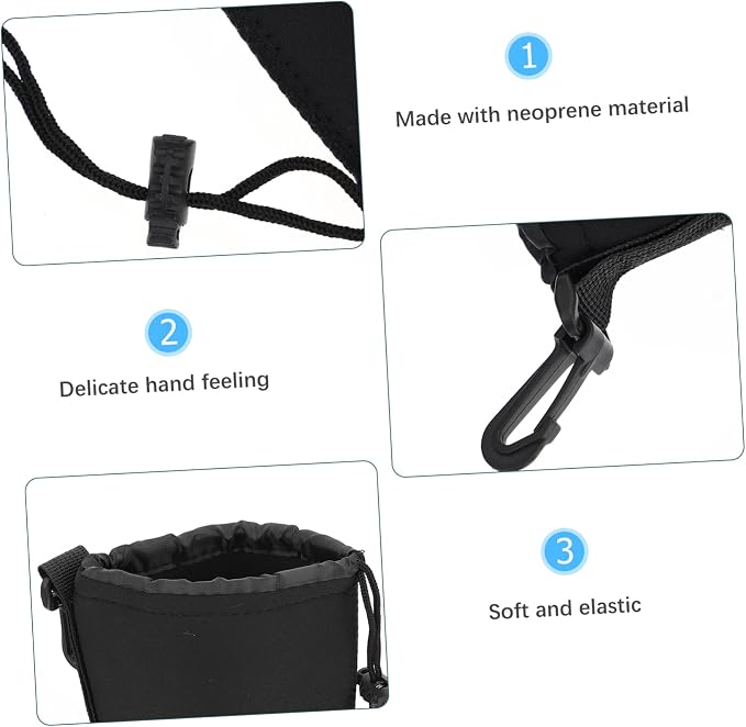 SHOWERORO Camera Lens Bag 2Pcs Neoprene Padded Lens Pouch with Drawstring Protective Case for Dslr Lenses 5.5 X 3.7 X 3.7 Inch Compact Storage - Image 4