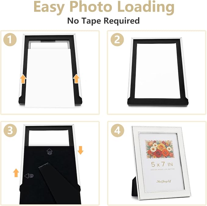 Premium Metal Picture Frame 5x7 Inches with Velvet Back Cover - Elegant and Durable Photo Frame for Displaying Cherished Memories, Perfect as Desk Decor, Home Office Accessory,White picture frame - Image 5