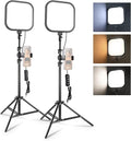 NEEWER Basics 2 Pack 15W 10.8" LED Video Light Panel Lighting Kit with 63" Tripod Stands, Edge Lit Bi Color Dimmable Studio Light 816lux CRI95+ for Photography Filming Recording Streaming, L220 by Neewer